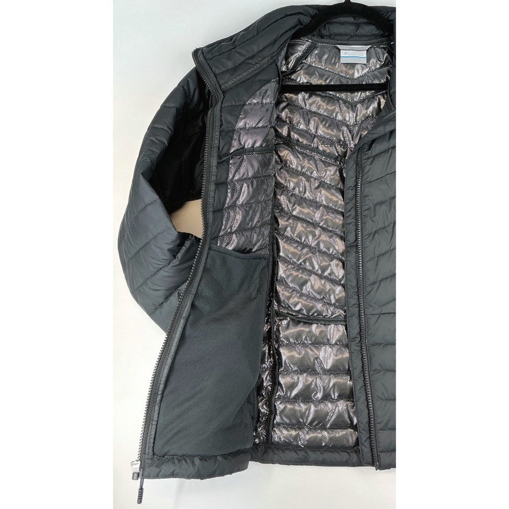 Columbia Powder Lite Jacket Sz M Black Omni-Heat Quilted Outdoors Winter Utility
